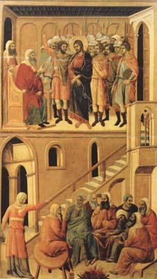 Duccio di Buoninsegna Peter's First Denial of Christ and Christ Before the High Priest Annas (mk08) oil painting image